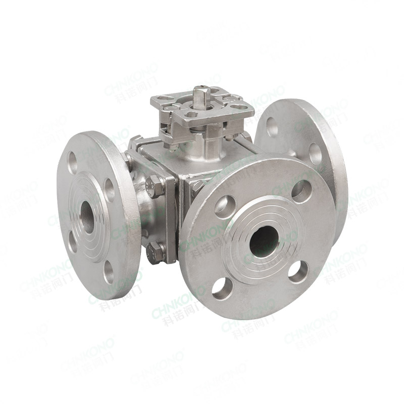 Three-way high platform flange ball valve