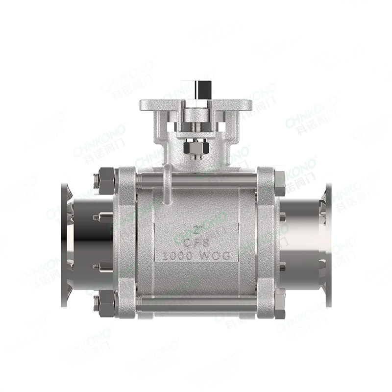 High platform three piece KF vacuum ball valve