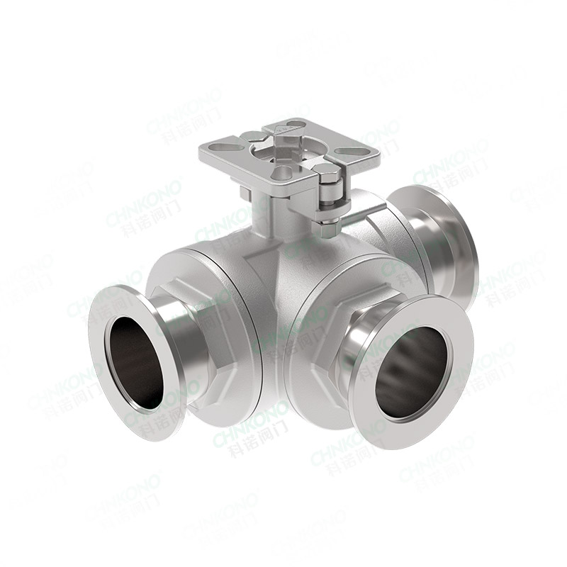 High platform three-way KF vacuum ball valve